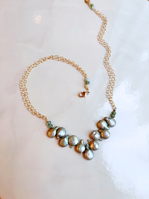 A Gold Chain, Petal Pearl Necklace